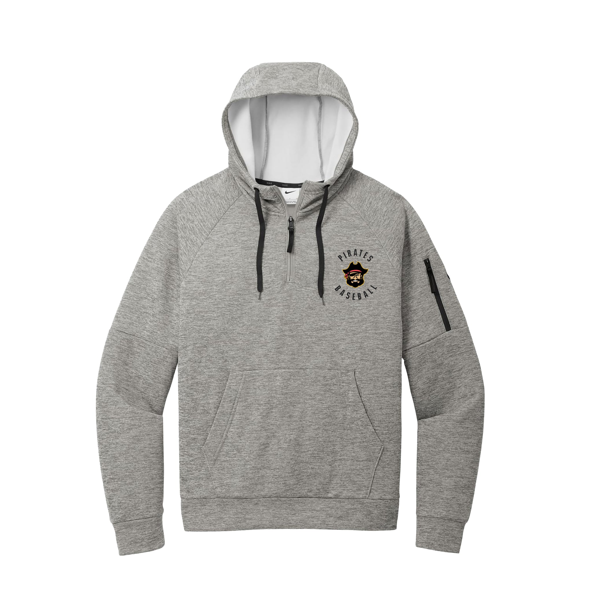 Pirates Adult Nike Therma-FIT Pocket 1/4-Zip Fleece Hoodie (Grey Heather)