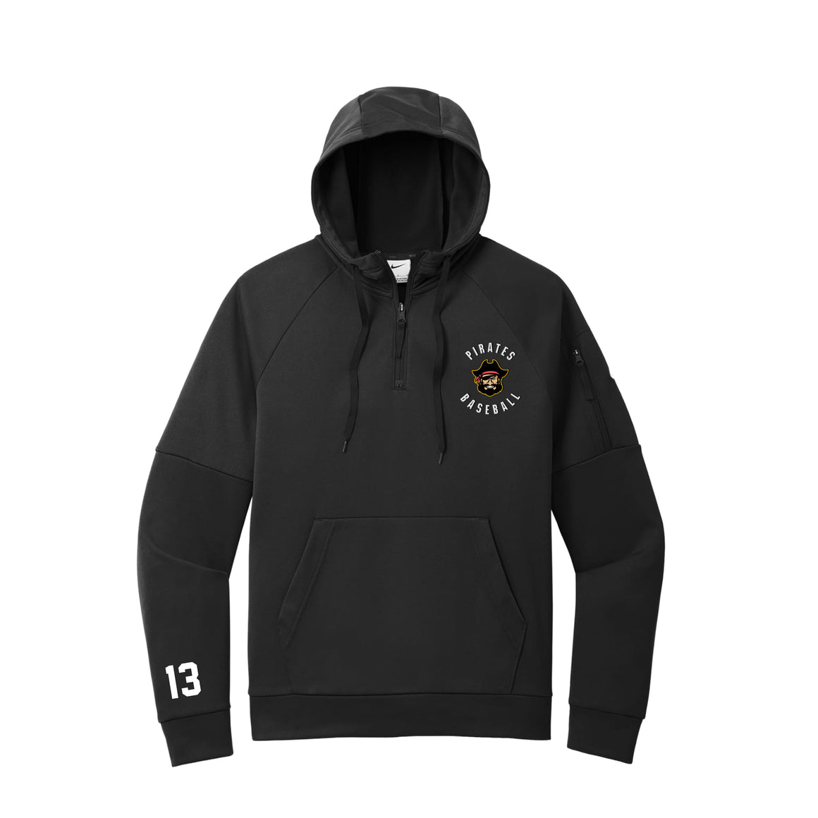 Pirates Adult Nike Therma-FIT Pocket 1/4-Zip Fleece Hoodie (Black)